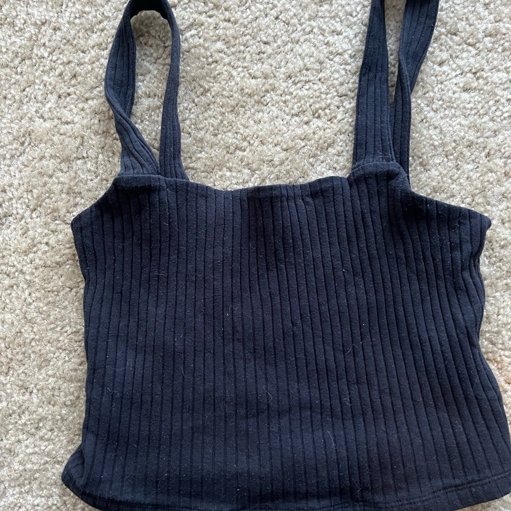 Black Ribbed Women's Top